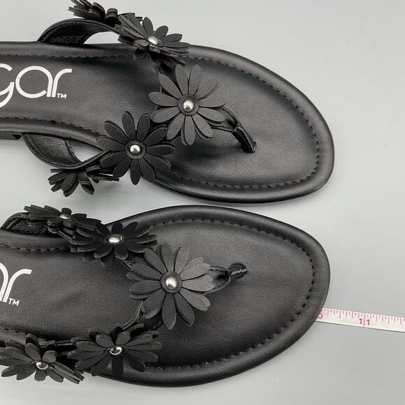 NEW Sugar Women’s Finnesse Flower Thong Sandals Black Size 8.5M - Picture 7 of 10
